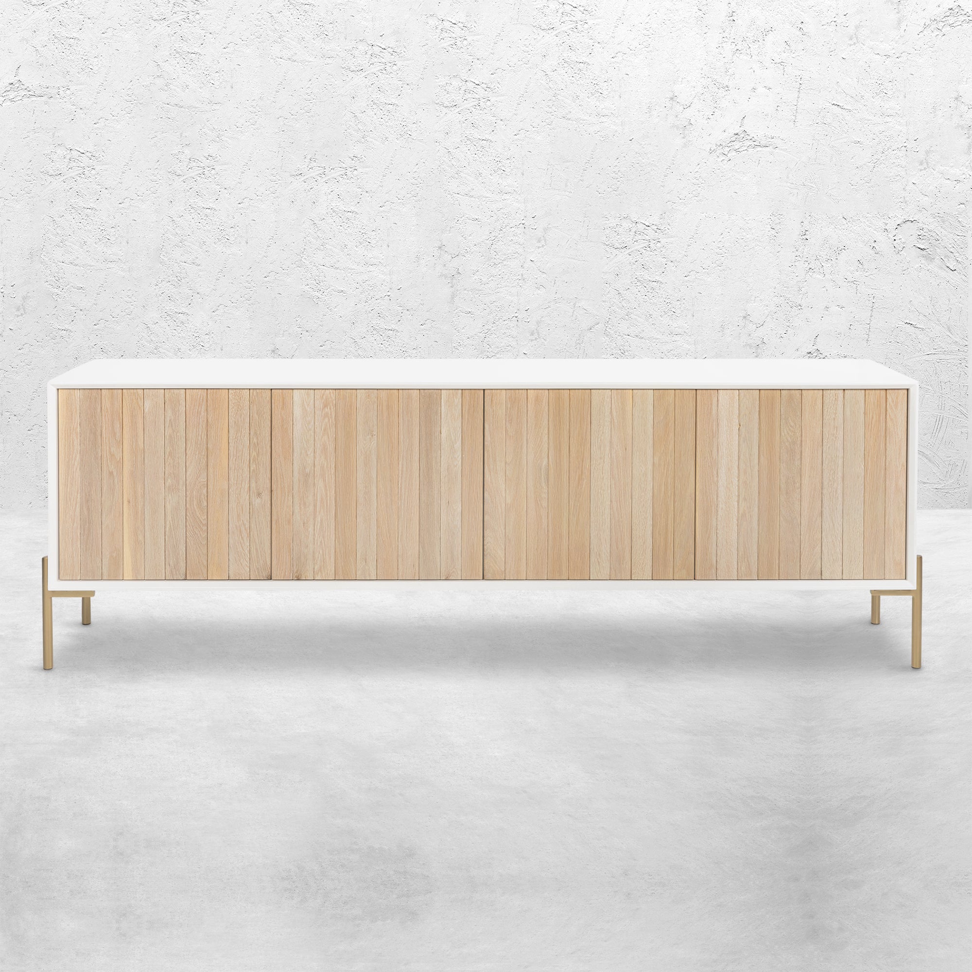 Singapore Sling 4 Door Credenza in White Oak Veneer Tom Collins Home