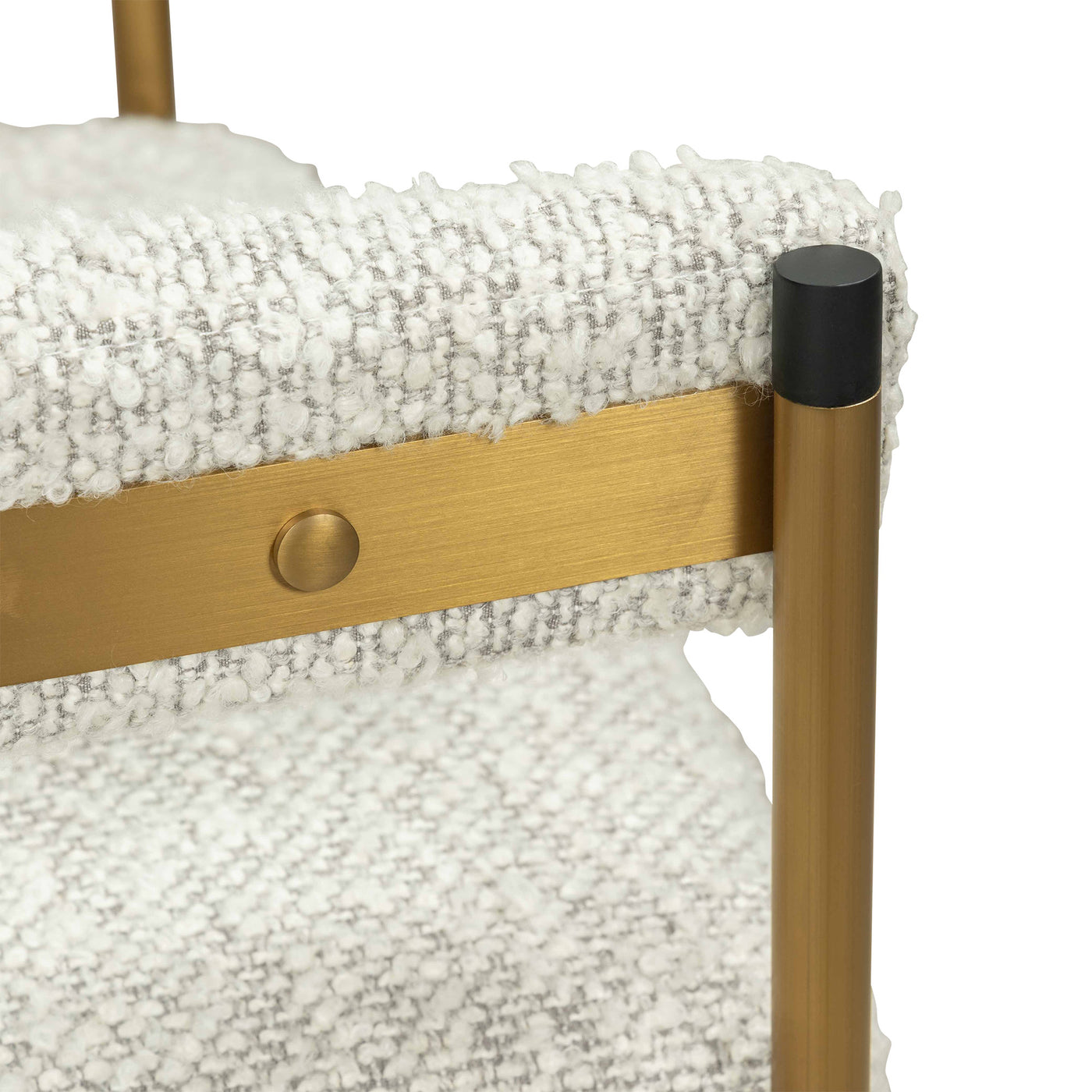 Cuba Libre Dining Chair in Boucle and Brushed Brass Frame