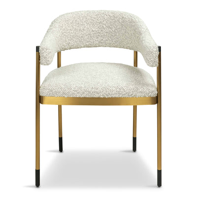 Cuba Libre Dining Chair in Boucle and Brushed Brass Frame