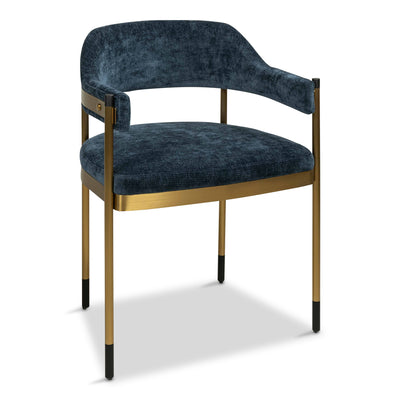 Cuba Libre Dining Chair in Chenille and Brushed Brass Frame