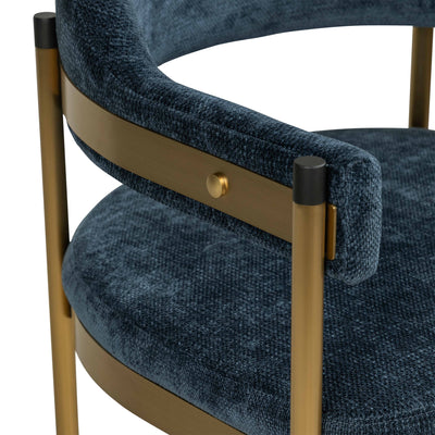 Cuba Libre Dining Chair in Chenille and Brushed Brass Frame