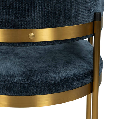 Cuba Libre Dining Chair in Chenille and Brushed Brass Frame