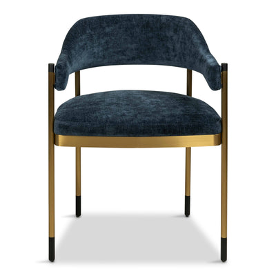 Cuba Libre Dining Chair in Chenille and Brushed Brass Frame