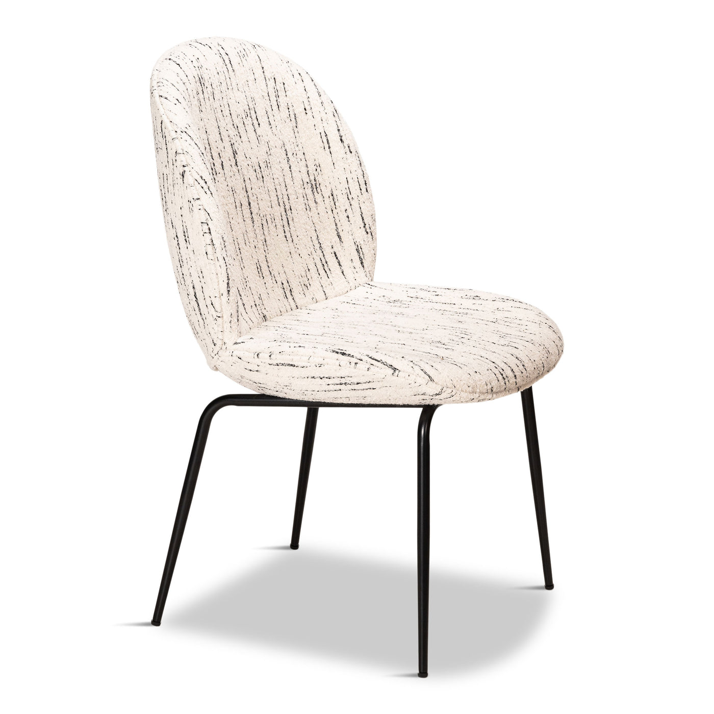 Harry's Dining Chair In Textured Boucle And Matte Black Frame