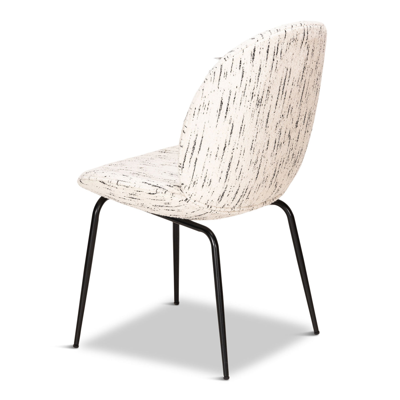 Harry's Dining Chair In Textured Boucle And Matte Black Frame