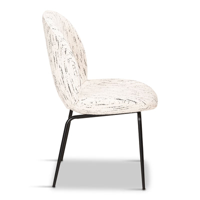 Harry's Dining Chair In Textured Boucle And Matte Black Frame