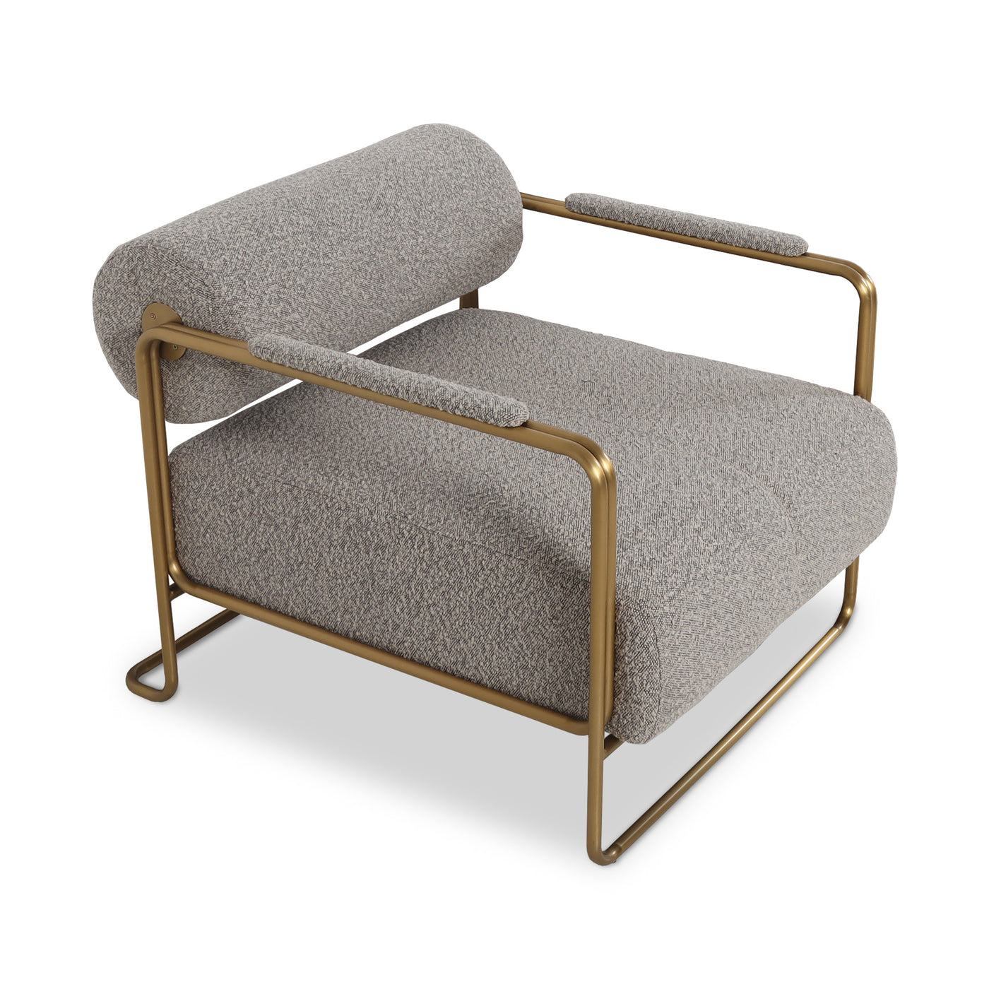 Hurricane Occasional Chair in Brushed Brass and Boucle