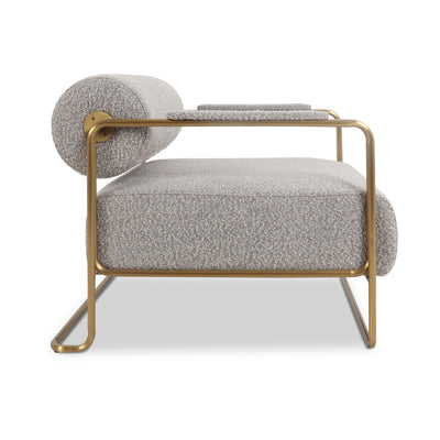 Hurricane Occasional Chair in Brushed Brass and Boucle