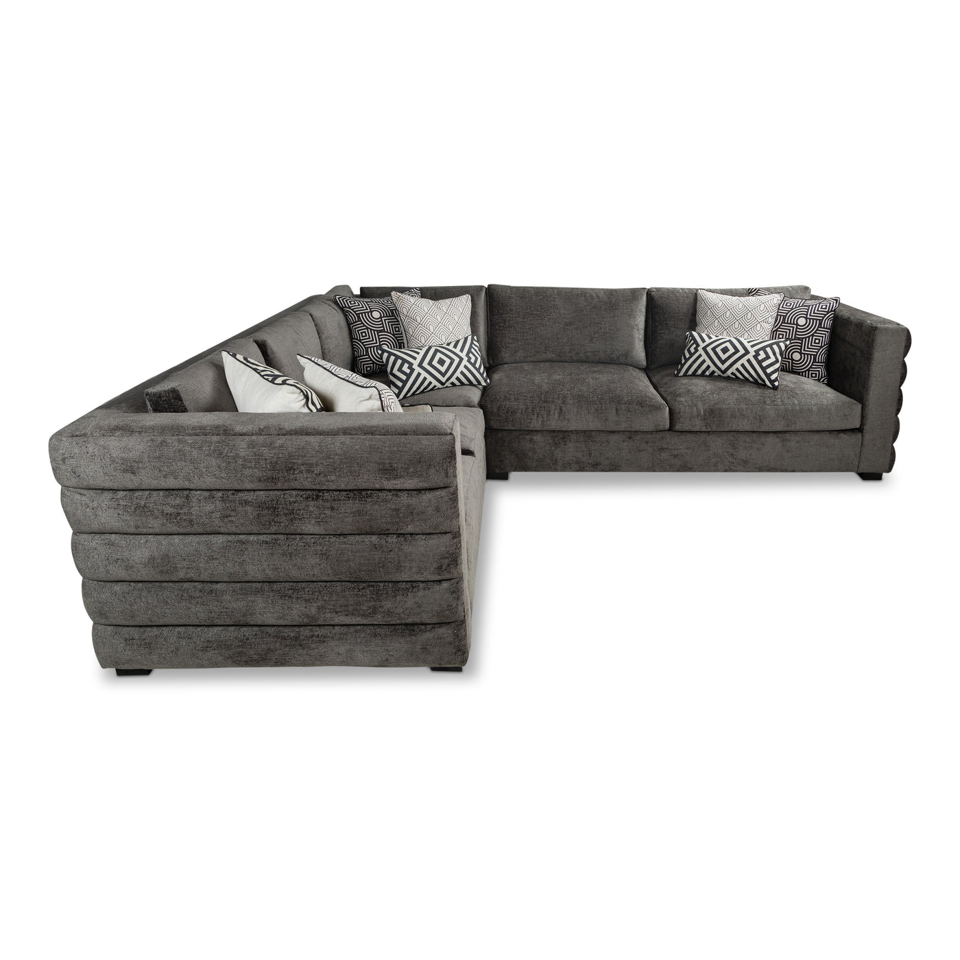 Luna Sectional in Charcoal Velour Luna Sectional