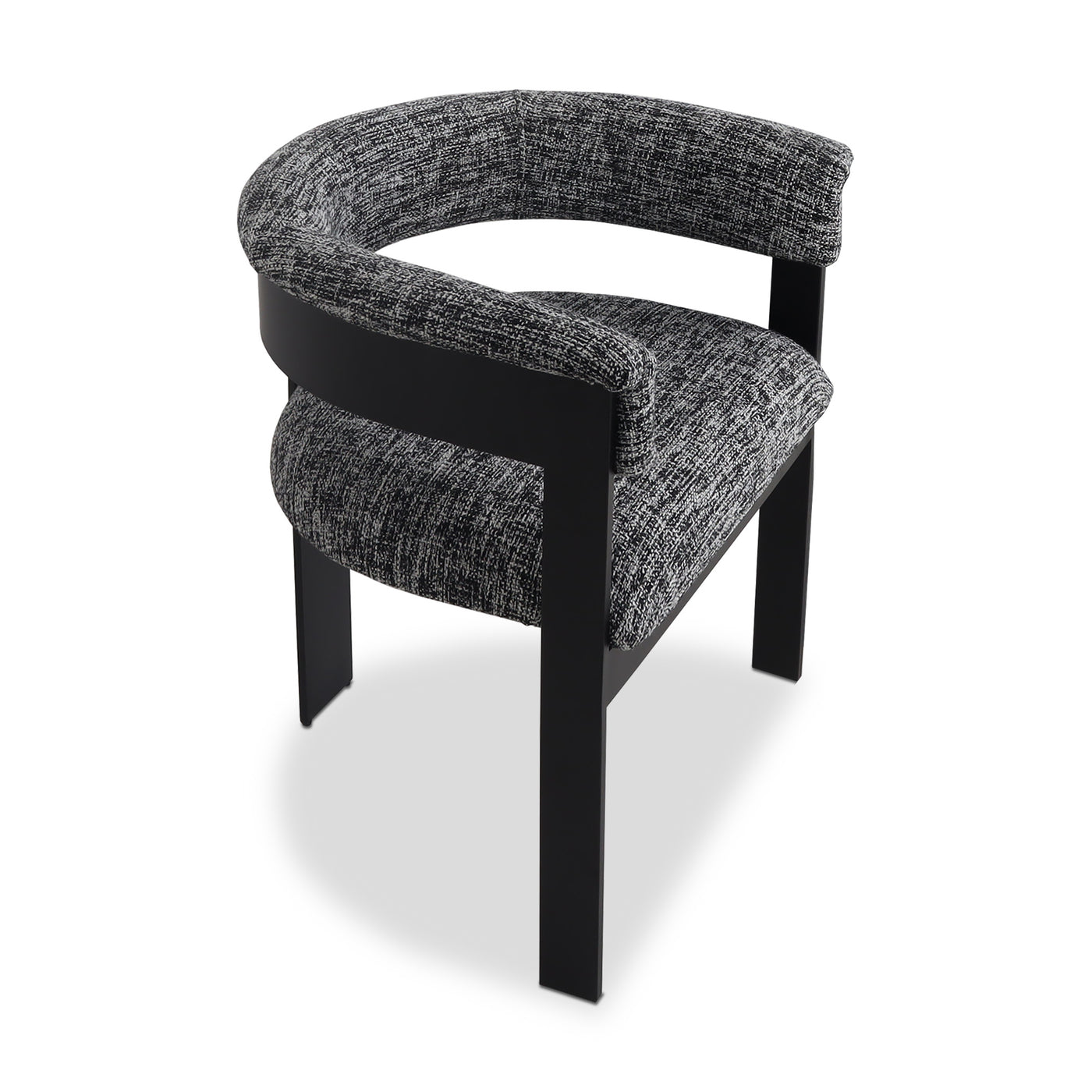 Negroni Dining Chair in Heavy Weight Linen and Matte Black Frame