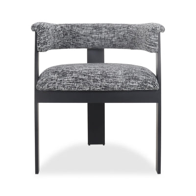 Negroni Dining Chair in Heavy Weight Linen and Matte Black Frame