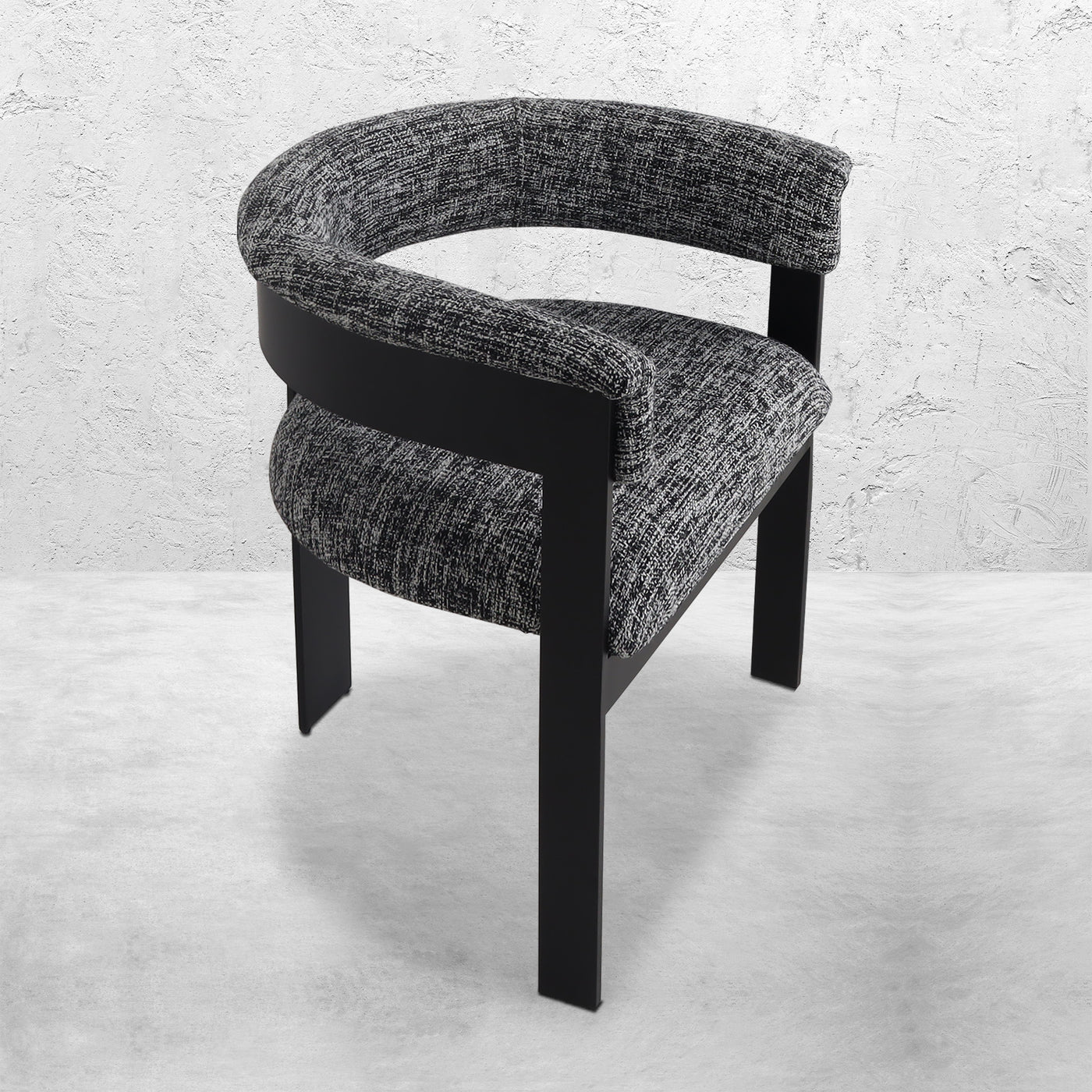 Negroni Dining Chair in Heavy Weight Linen and Matte Black Frame