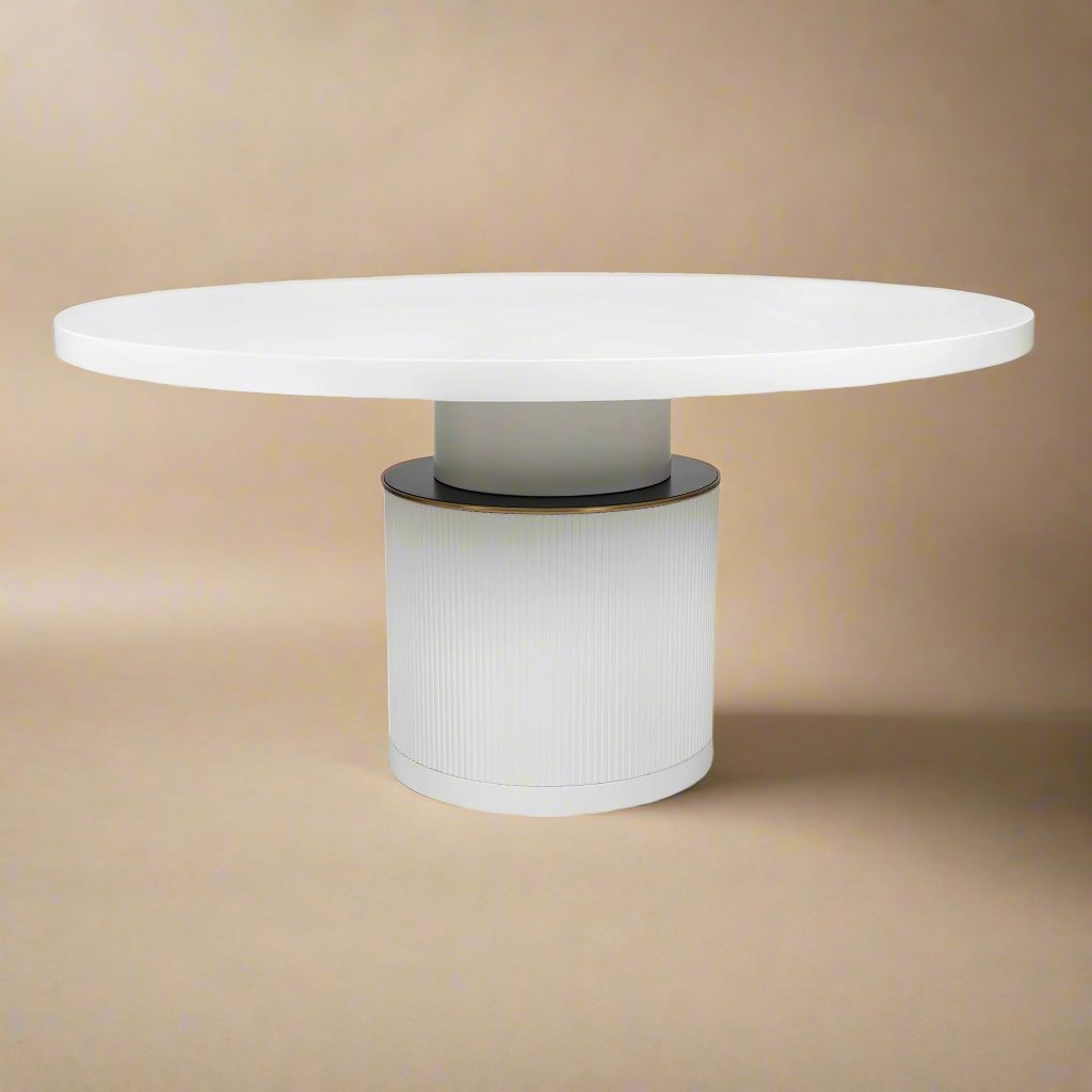 Old Jamaican Round Dining Table in Matte White