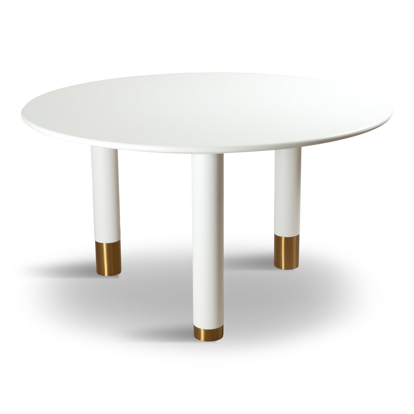 Rick's Cafe Round Dining Table in Matte White Lacquer