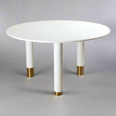 Rick's Cafe Round Dining Table in Matte White Lacquer