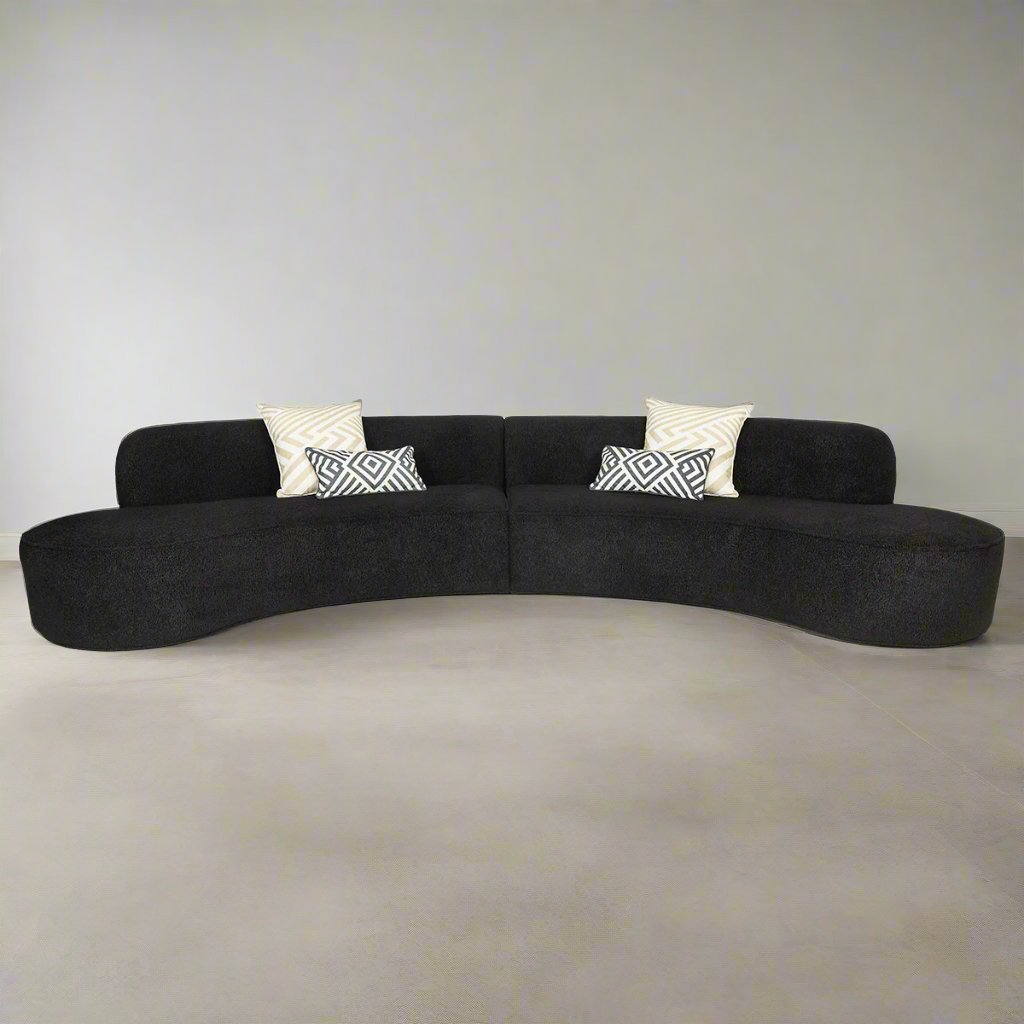 Overture Sectional in Black Faux Sheepskin