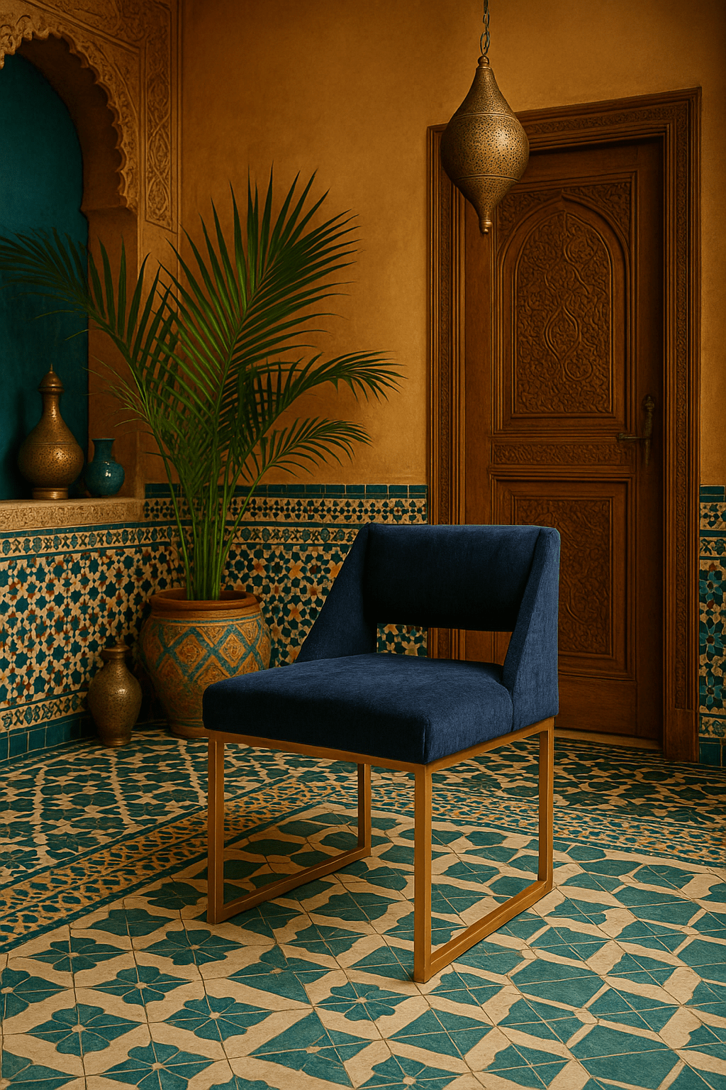 Aperol Spritz Dining Chair in Chenille - Tom Collins Home