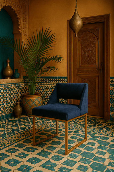 Aperol Spritz Dining Chair in Chenille - Tom Collins Home