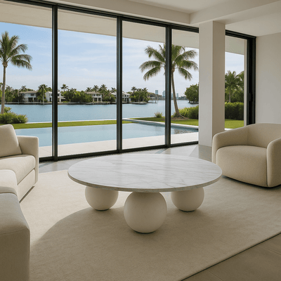 Aviation Coffee Table with Marble Top - Tom Collins Home
