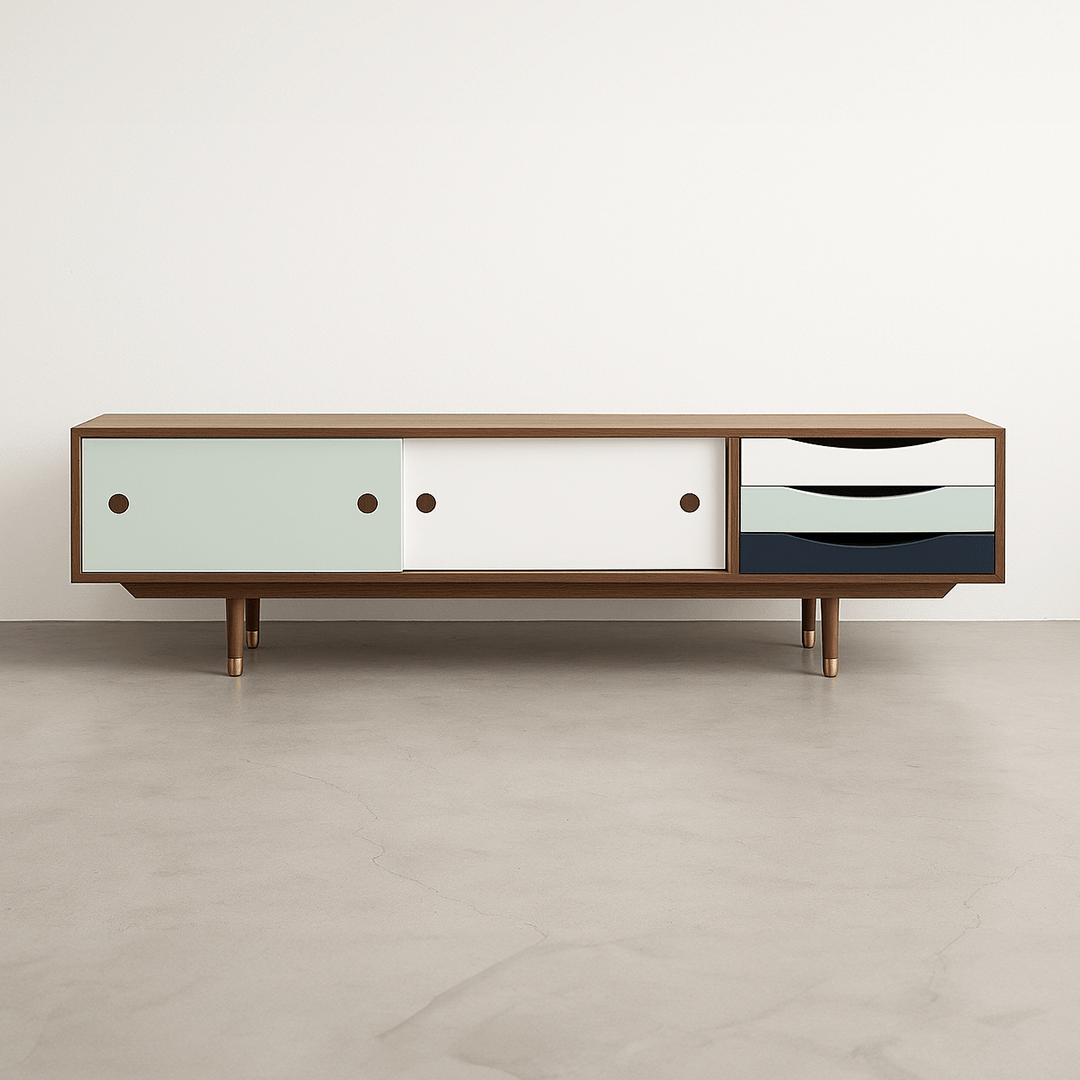 Broken Shaker 2 Door 3 Drawer Credenza in Walnut - Tom Collins Home