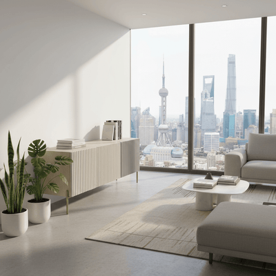 Cosmopolitan 3 Door Credenza in Neutral Tones - Tom Collins Home