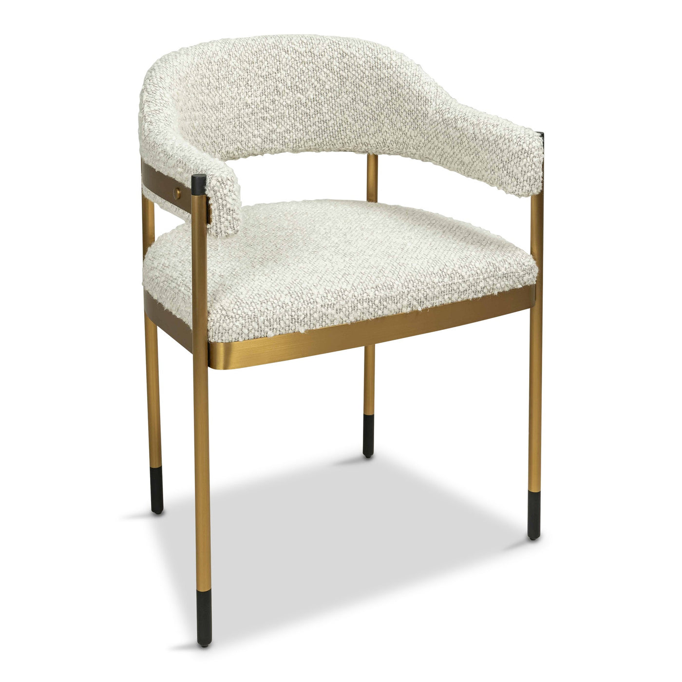 Cuba Libre Dining Chair in Boucle and Brushed Brass Frame - Tom Collins Home