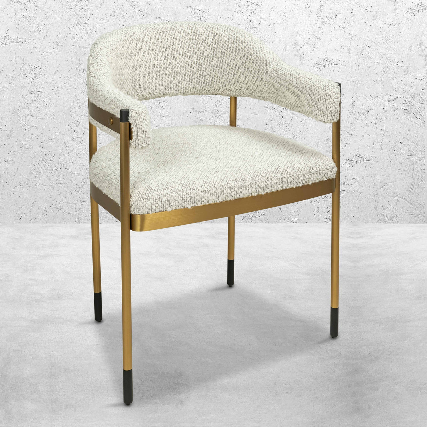 Cuba Libre Dining Chair in Boucle and Brushed Brass Frame - Tom Collins Home