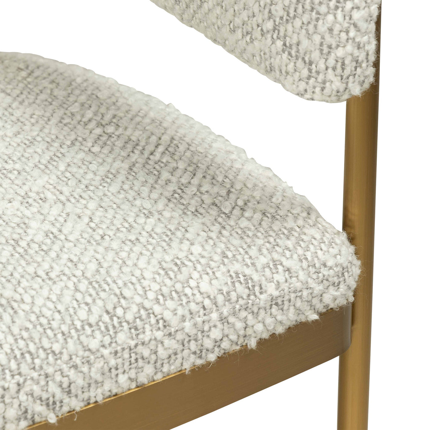 Cuba Libre Dining Chair in Boucle and Brushed Brass Frame - Tom Collins Home