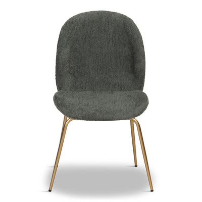 Harry's Dining Chair In Fuzzy Boucle Sage And Brushed Brass Frame - Tom Collins Home