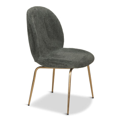 Harry's Dining Chair In Fuzzy Boucle Sage And Brushed Brass Frame - Tom Collins Home