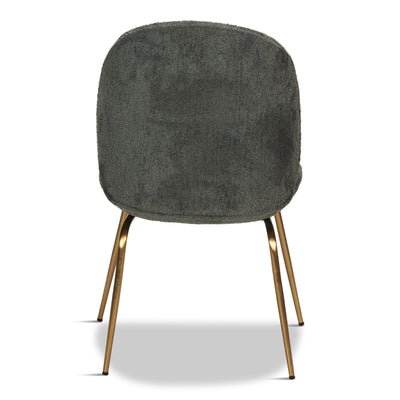 Harry's Dining Chair In Fuzzy Boucle Sage And Brushed Brass Frame - Tom Collins Home