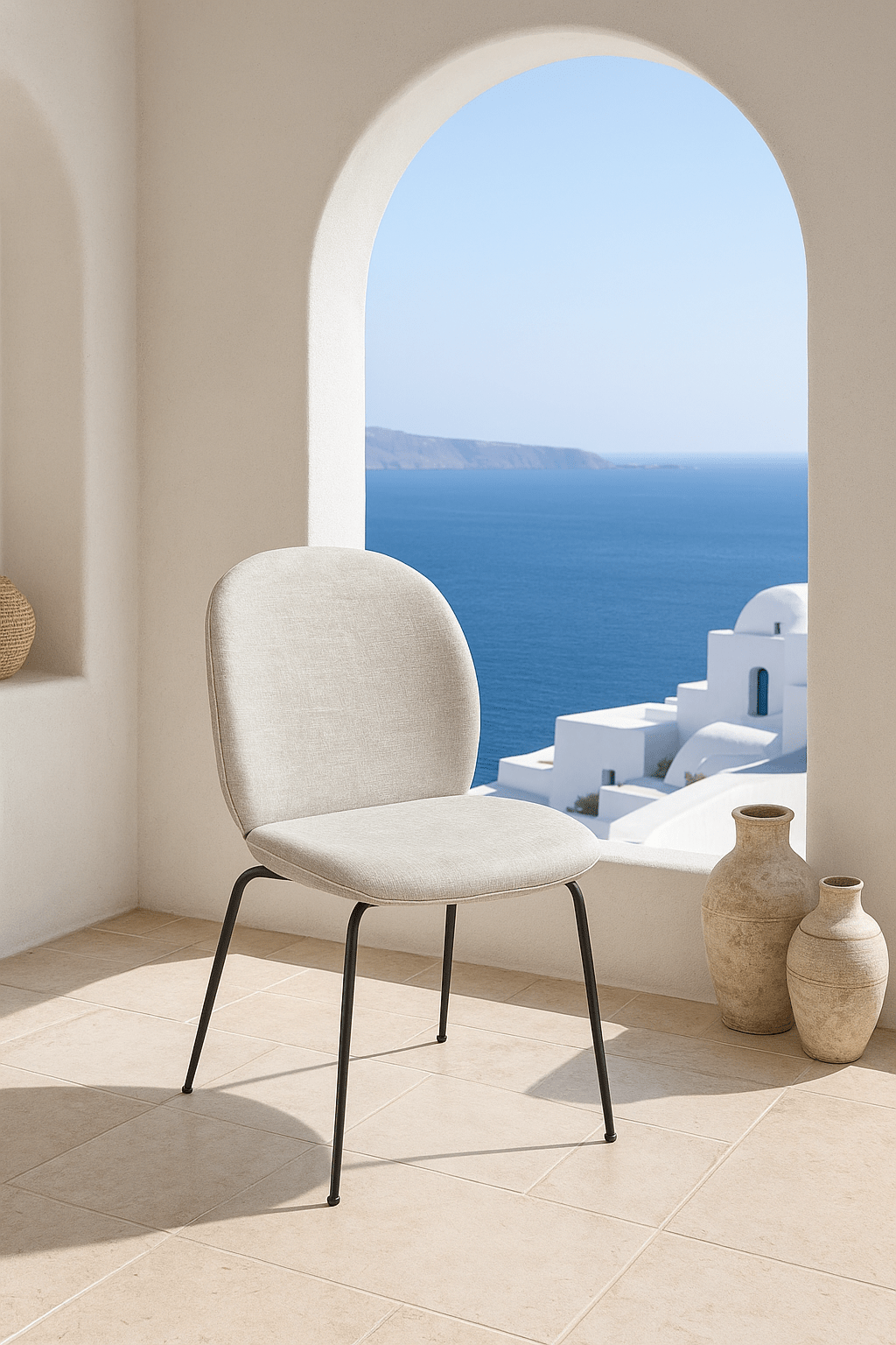 Harry's Dining Chair in Hammered Chenille and Matte Black Frame - Tom Collins Home