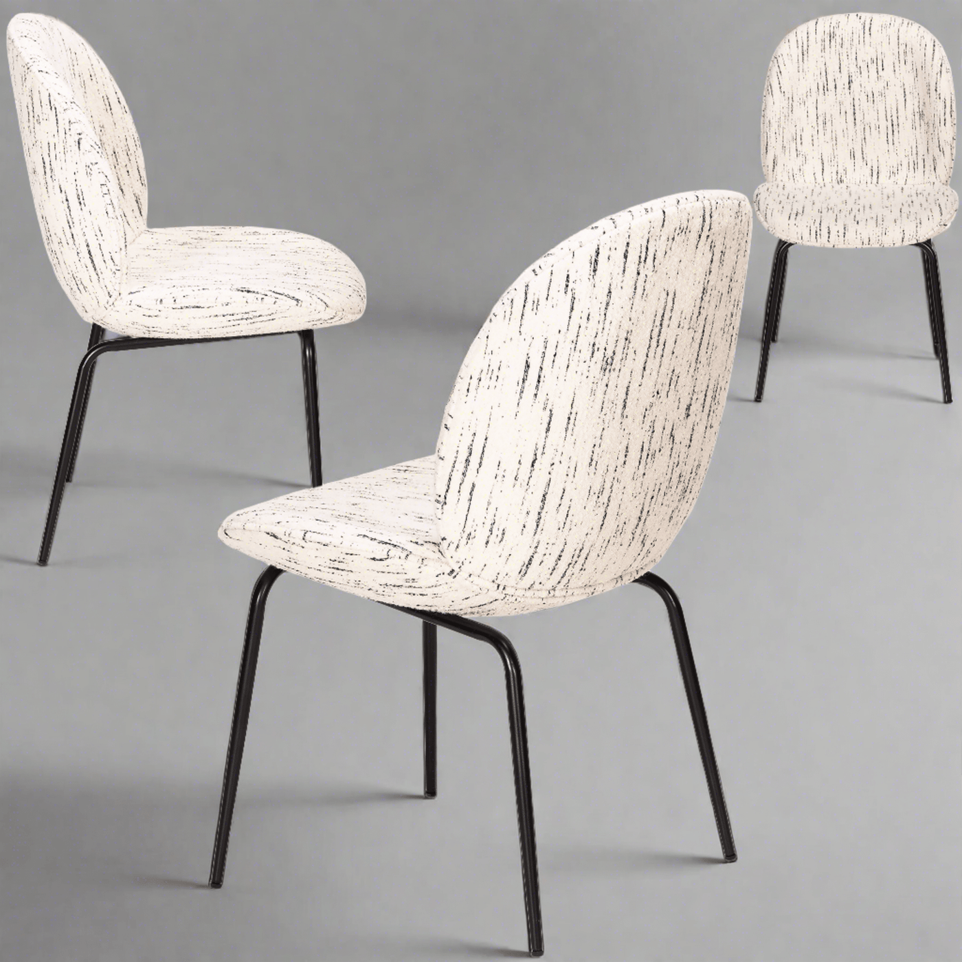 Harry's Dining Chair In Textured Boucle And Matte Black Frame - Tom Collins Home