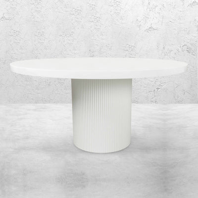 Jaguar Sun 2 Round Dining Table in Matte White - Tom Collins Home