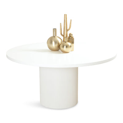 Jaguar Sun 2 Round Dining Table in Matte White - Tom Collins Home