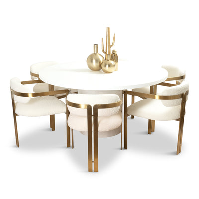 Jaguar Sun 2 Round Dining Table in Matte White - Tom Collins Home