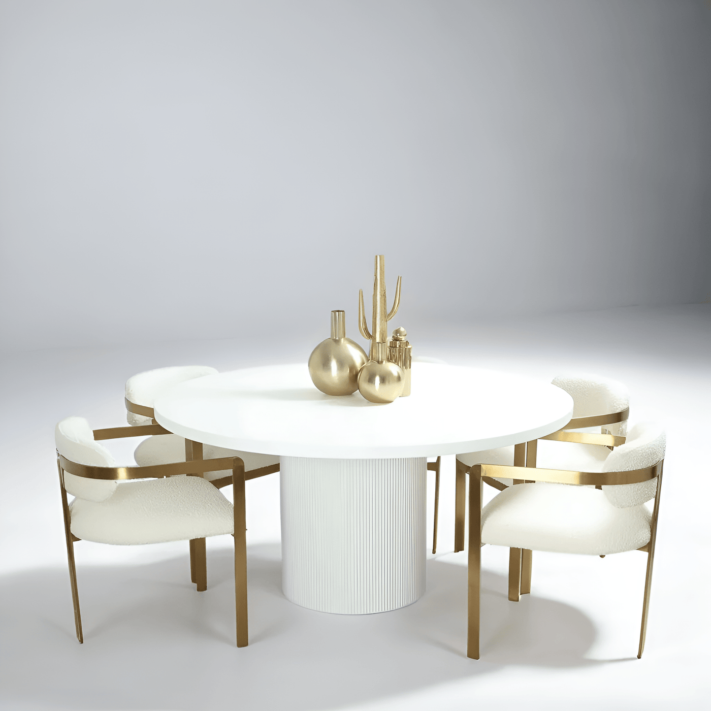 Jaguar Sun 2 Round Dining Table in Matte White - Tom Collins Home