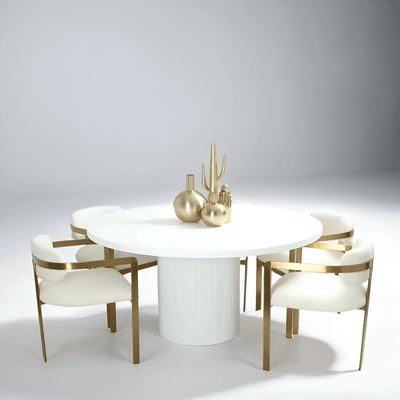 Jaguar Sun 2 Round Dining Table in Matte White - Tom Collins Home