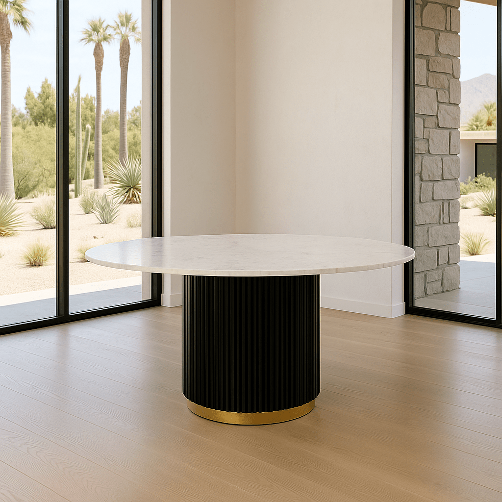 Jaguar Sun Round Dining Table with Marble Top - Tom Collins Home