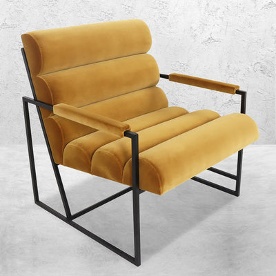 Manhattan Occasional Chair in Velvet and Matte Black Frame - Tom Collins Home