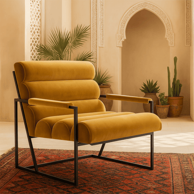 Manhattan Occasional Chair in Velvet and Matte Black Frame - Tom Collins Home