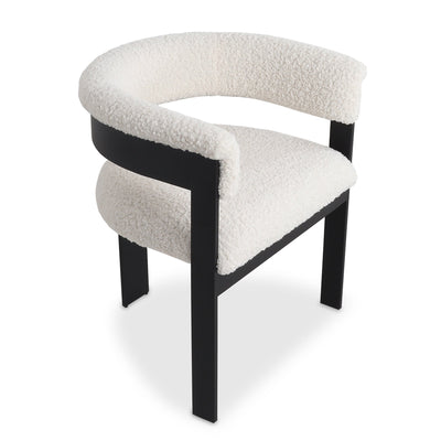 Negroni Dining Chair in Faux Sheepskin and Matte Black Frame - Tom Collins Home
