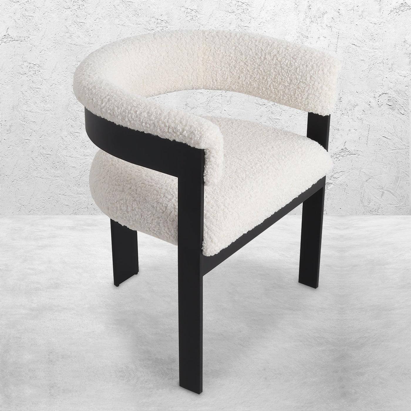Negroni Dining Chair in Faux Sheepskin and Matte Black Frame - Tom Collins Home