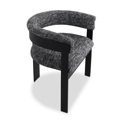 Negroni Dining Chair in Heavy Weight Linen and Matte Black Frame - Tom Collins Home
