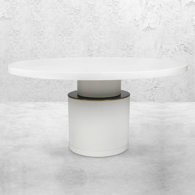 Old Jamaican Round Dining Table in Matte White - Tom Collins Home