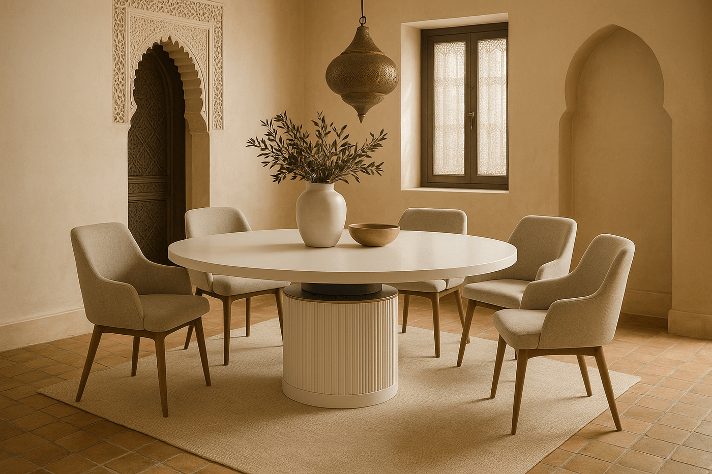 Old Jamaican Round Dining Table in Matte White - Tom Collins Home