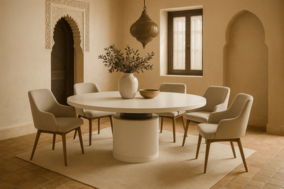 Old Jamaican Round Dining Table in Matte White - Tom Collins Home