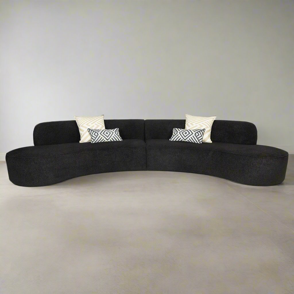 Overture Sectional in Black Faux Sheepskin - Tom Collins Home