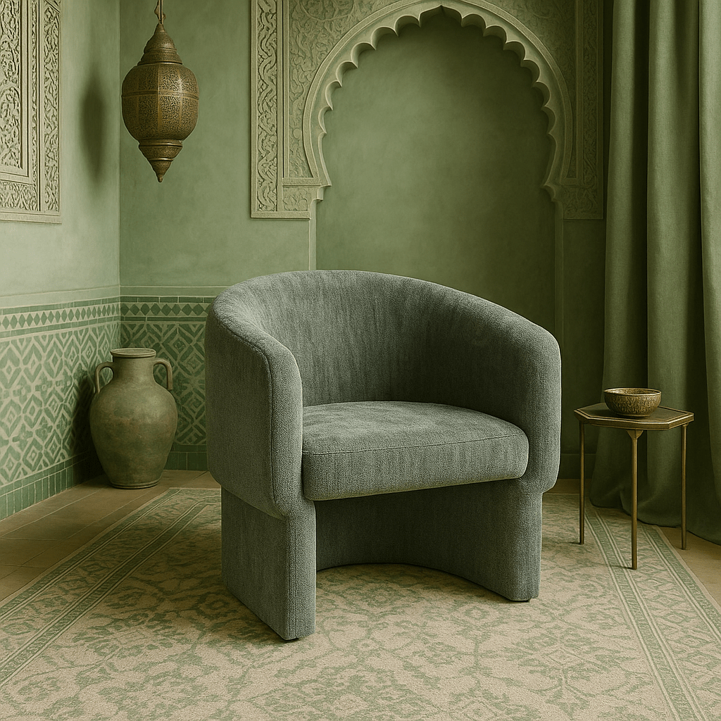 Pina Colada Dining Chair In Fuzzy Boucle Sage - Tom Collins Home