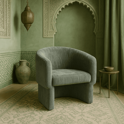 Pina Colada Dining Chair In Fuzzy Boucle Sage - Tom Collins Home